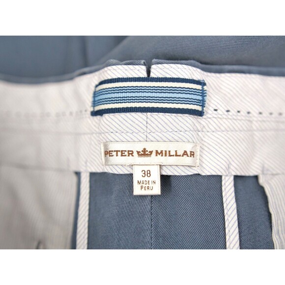 Peter Millar Pants Men 38x32 Gray Stretch Chino Cotton Flat Front Blue - Picture 8 of 8